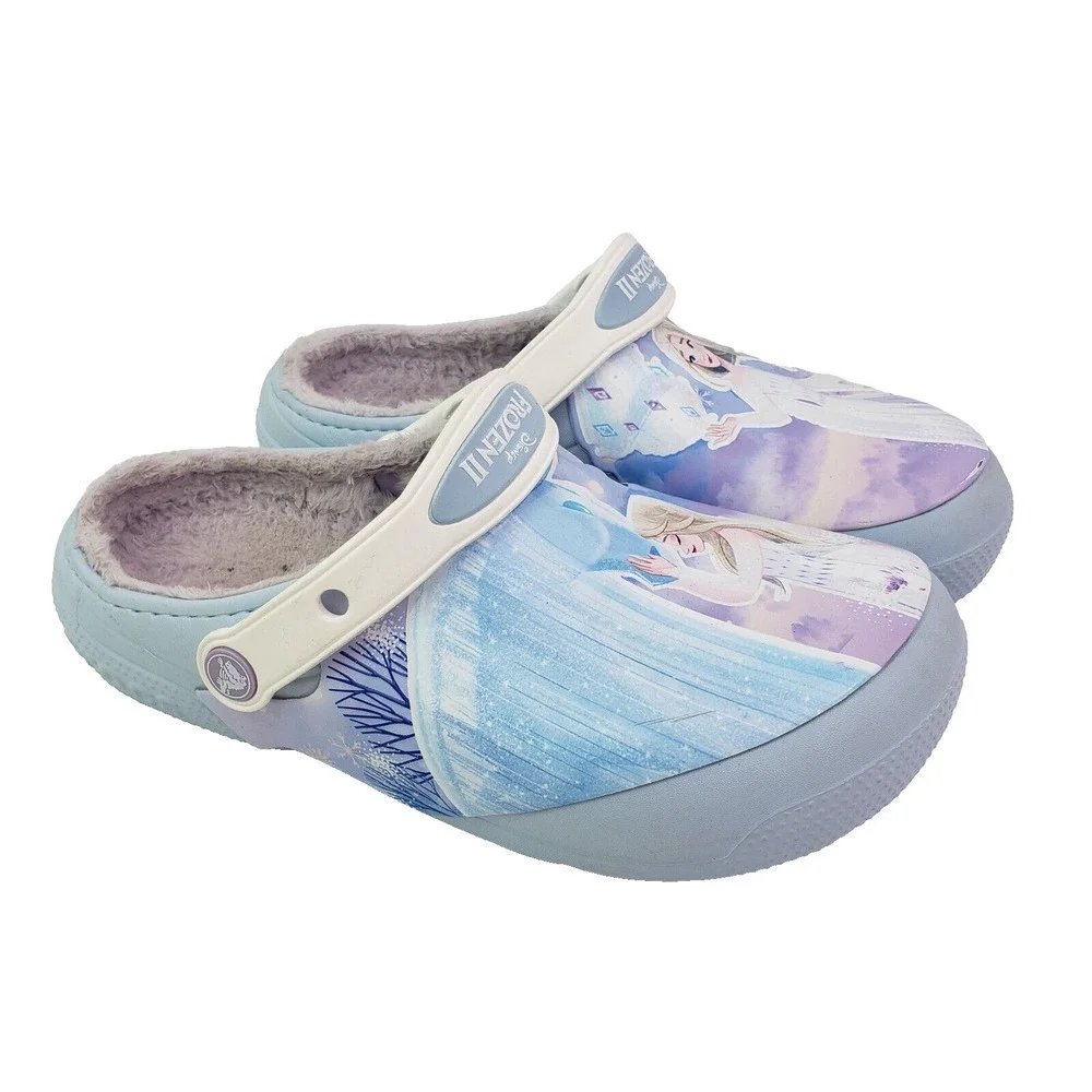 Crocs Fun Lab Kids Size J3 Mineral Blue Frozen II Disney Lined Clog Shoes